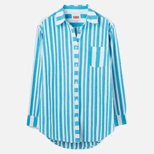 NWT Solid and Striped Blue Oxford Tunic Shirt Size XS in Peacock Blue